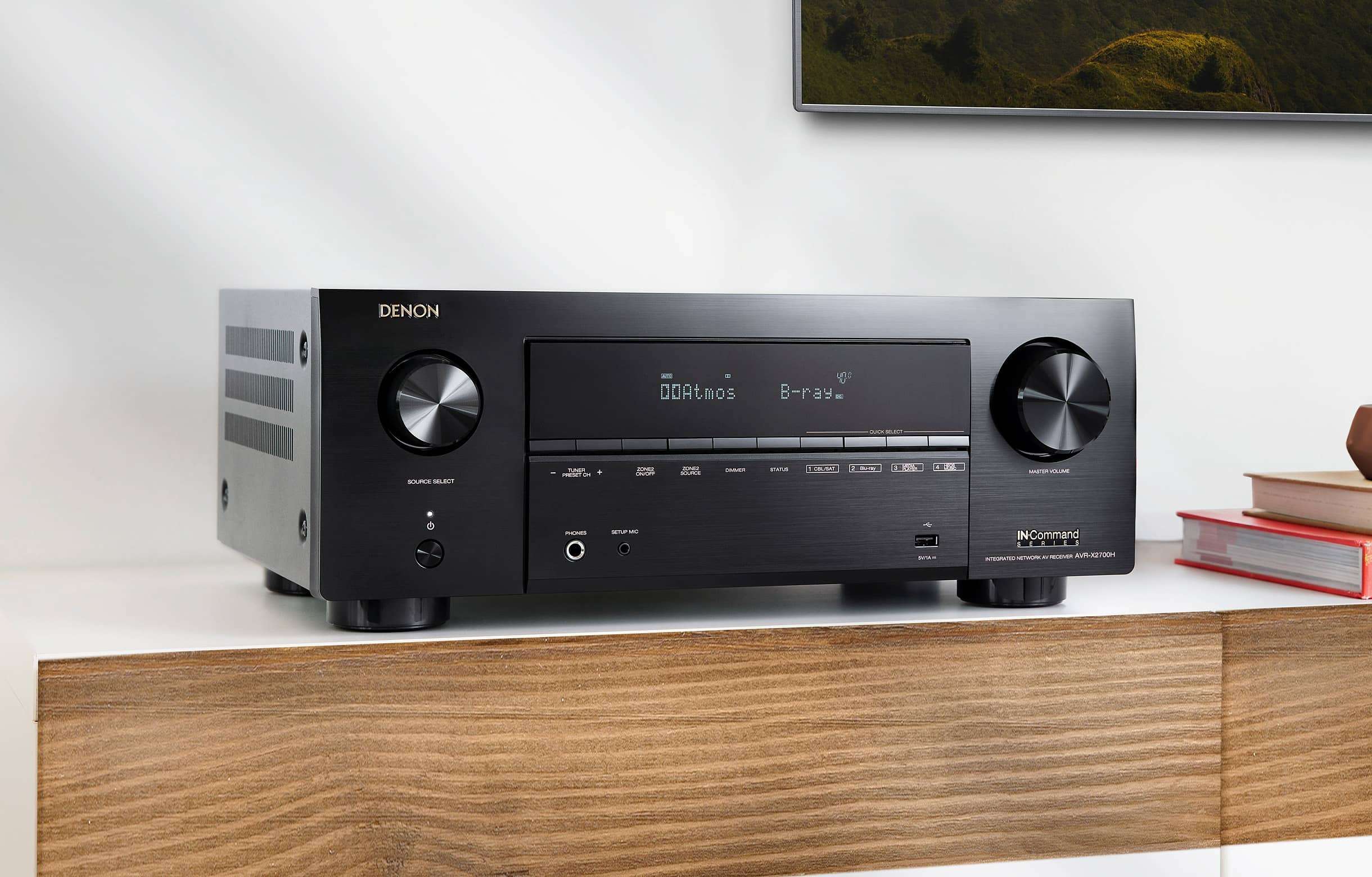 Denon AVR-X2700H receptor de cine en casa 7.2 vista frontal
