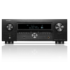 Denon AVC-X6800H con la tapa frontal abierta y controles de configuración Denon AVC-X6800H con la tapa frontal abierta y controles de configuración