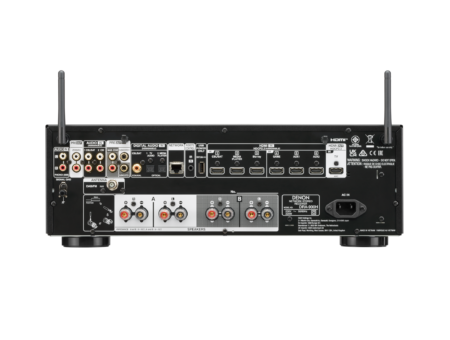 Panel trasero del Denon DRA-900H con 6 entradas HDMI, entrada phono y 4 terminales de parlantes