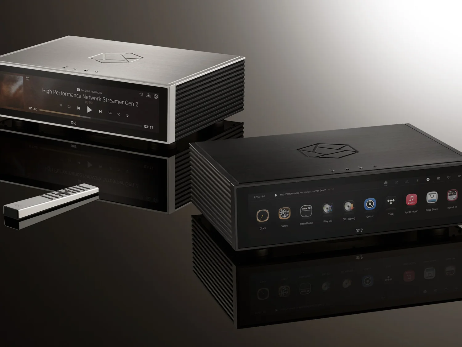 Streamers HiFi Rose RS151 junto a su control remoto