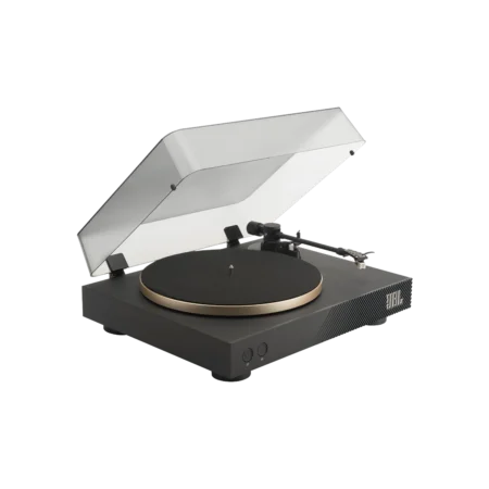 Bandeja giradiscos JBL Spinner BT con Bluetooth aptX HD y tapa abierta Bandeja giradiscos JBL Spinner BT con Bluetooth aptX HD y tapa abierta