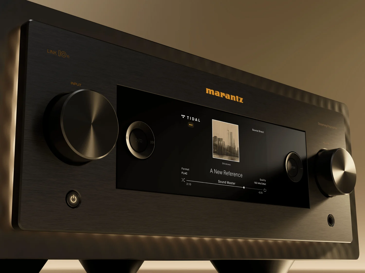 Perilla de volumen y display del preamplificador Marantz LINK 10n