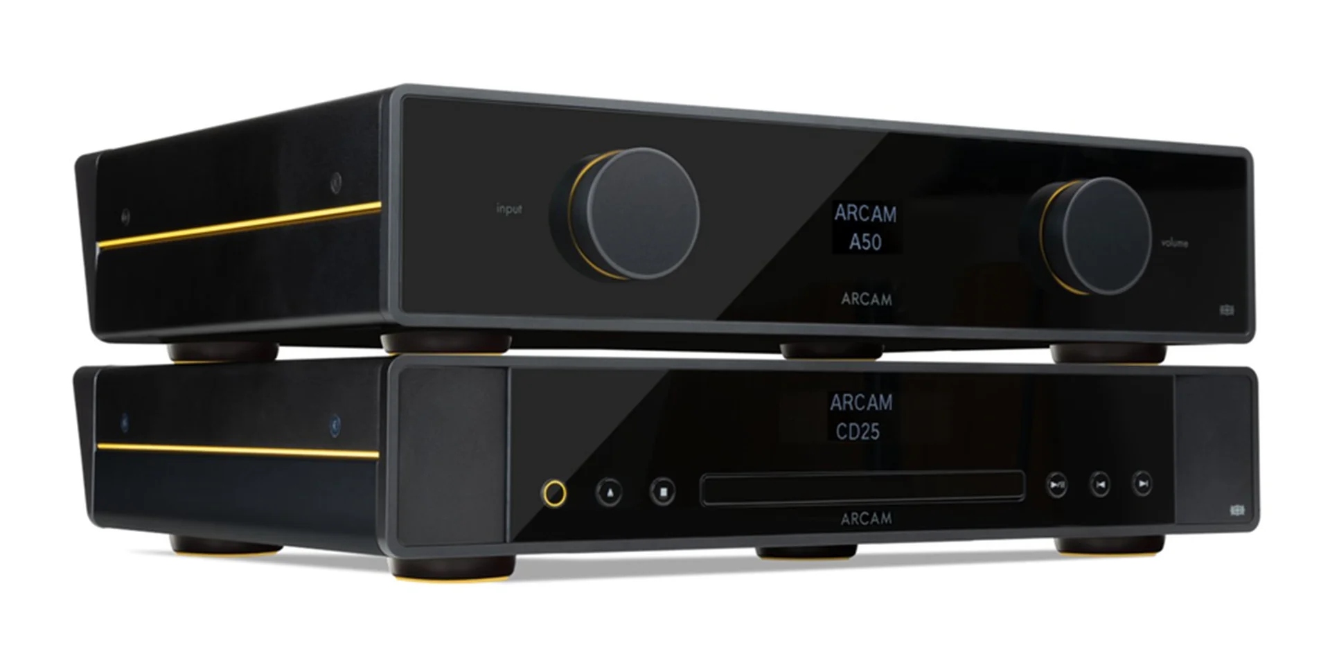 Reproductor de CD Arcam CD25 debajo del amplificador Arcam A50